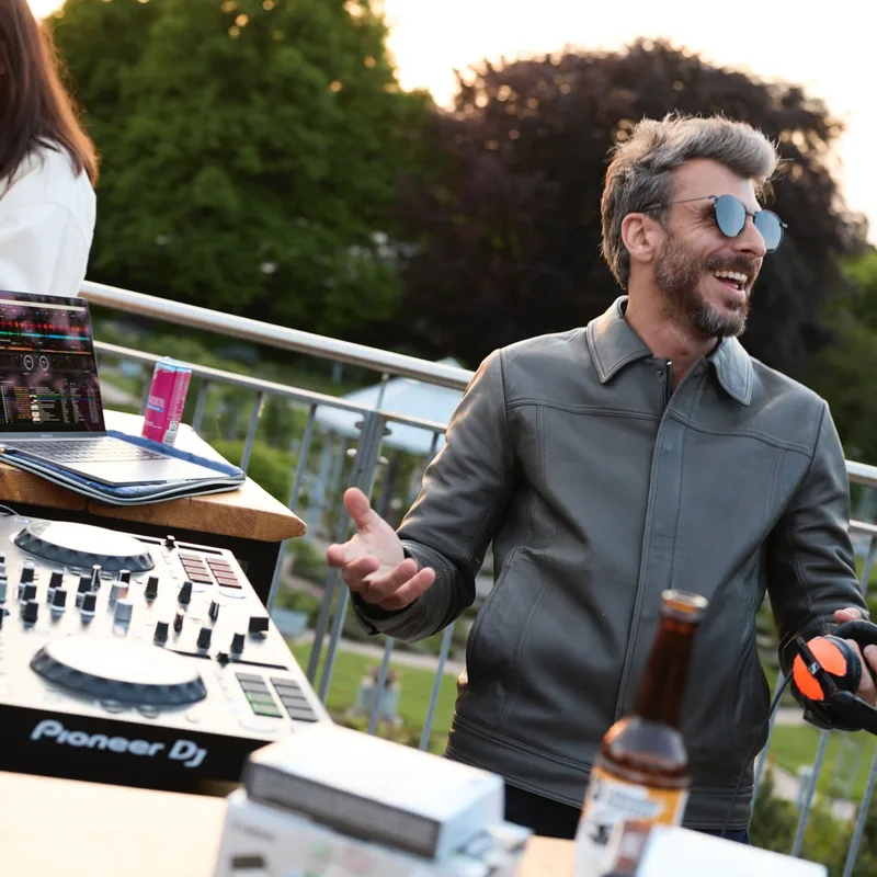 DJ spinning tracks at Creator Night